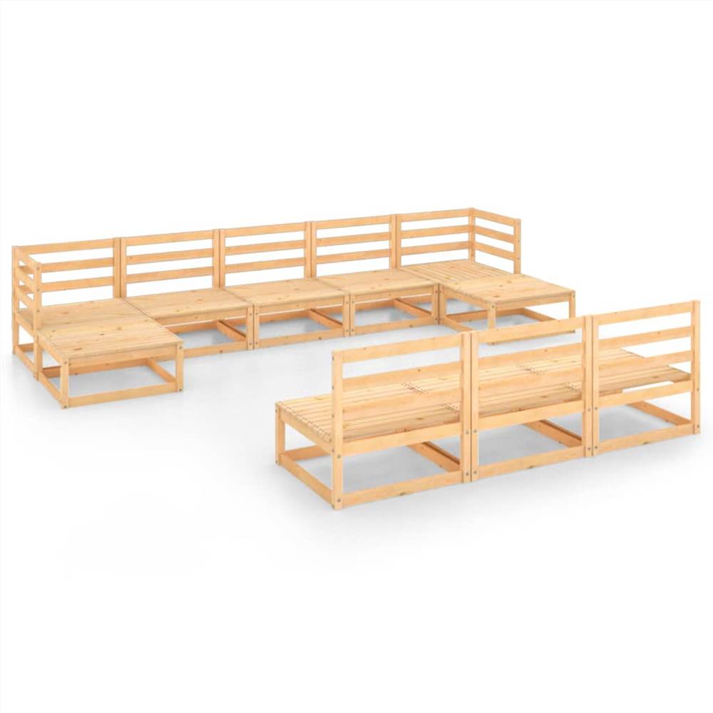 

10 Piece Garden Lounge Set Solid Pinewood