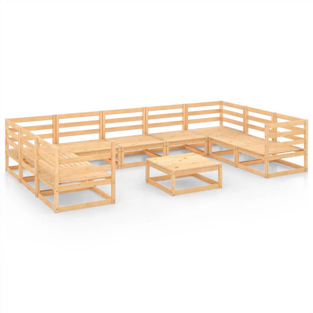

10 Piece Garden Lounge Set Solid Pinewood