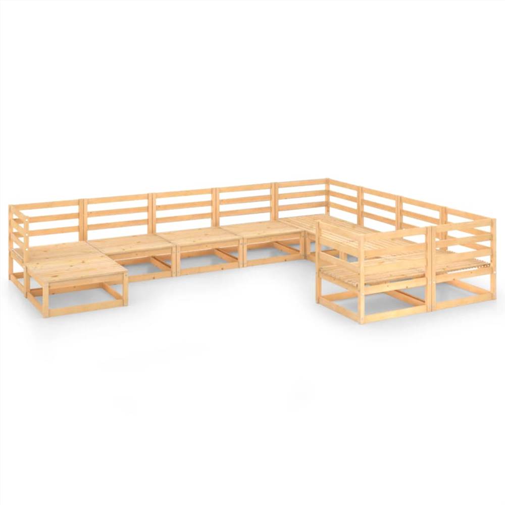 

10 Piece Garden Lounge Set Solid Pinewood