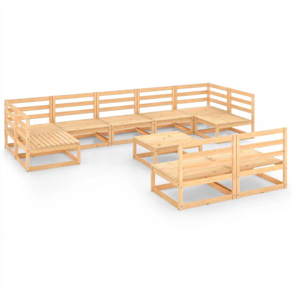 

10 Piece Garden Lounge Set Solid Pinewood