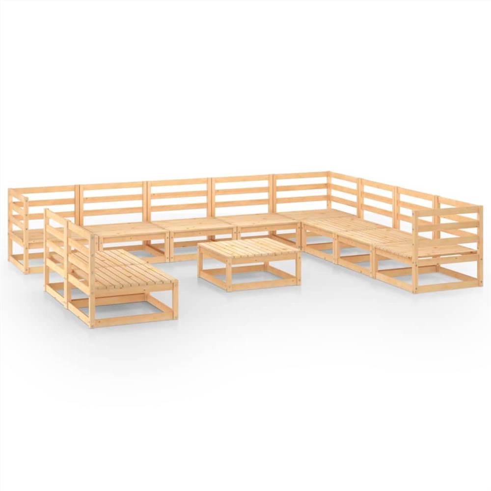 

11 Piece Garden Lounge Set Solid Pinewood
