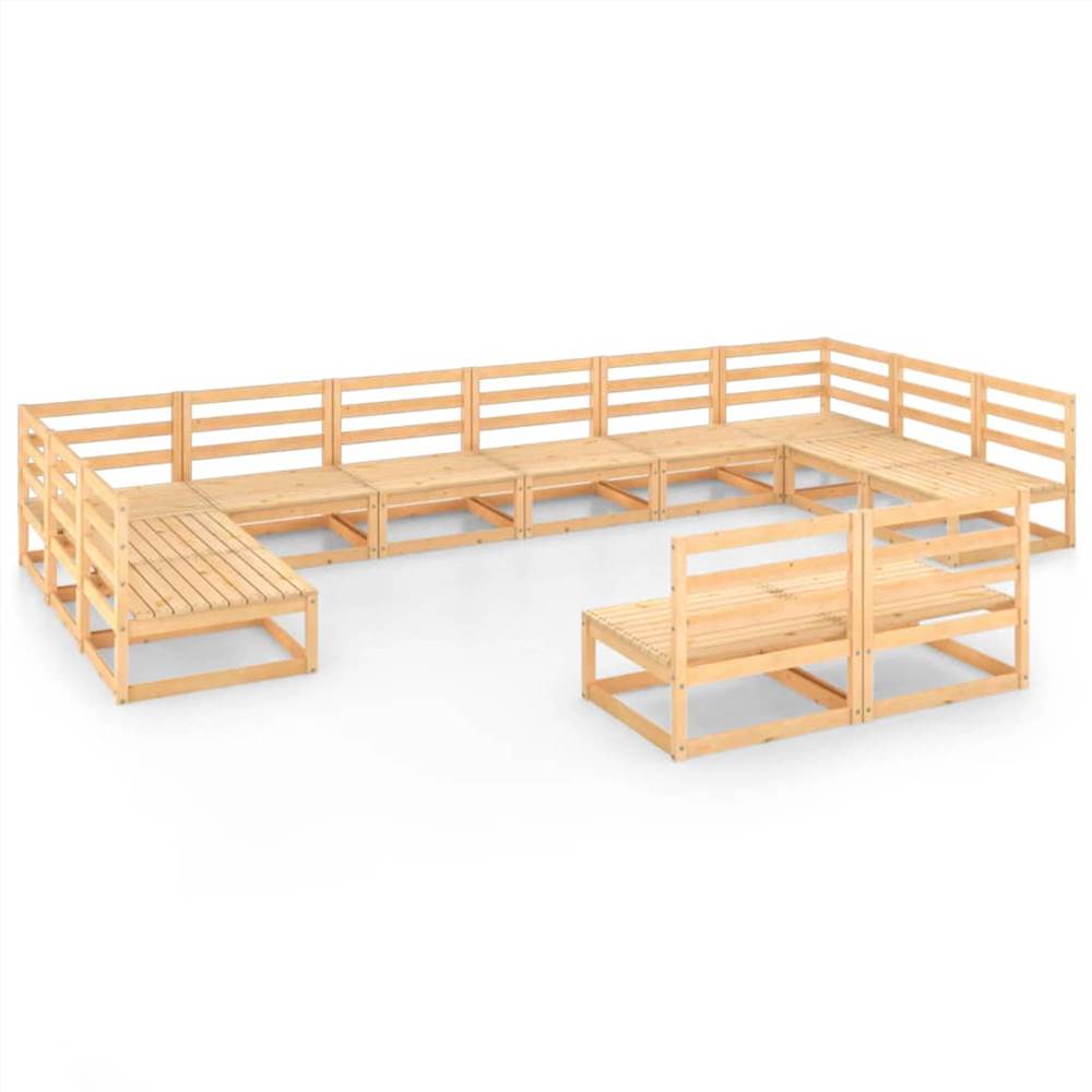 

12 Piece Garden Lounge Set Solid Pinewood