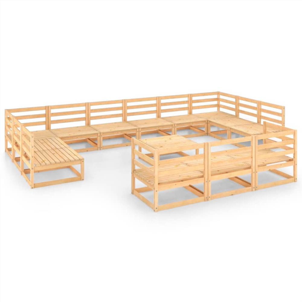 

16 Piece Garden Lounge Set Solid Pinewood