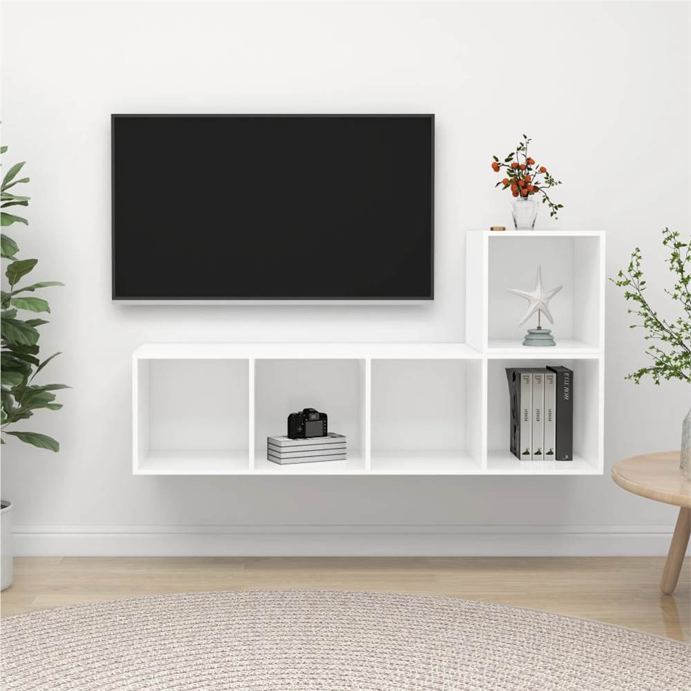 2 Piece TV Cabinet Set White Chipboard