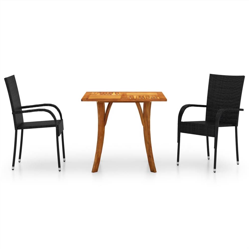

3 Piece Garden Dining Set Black