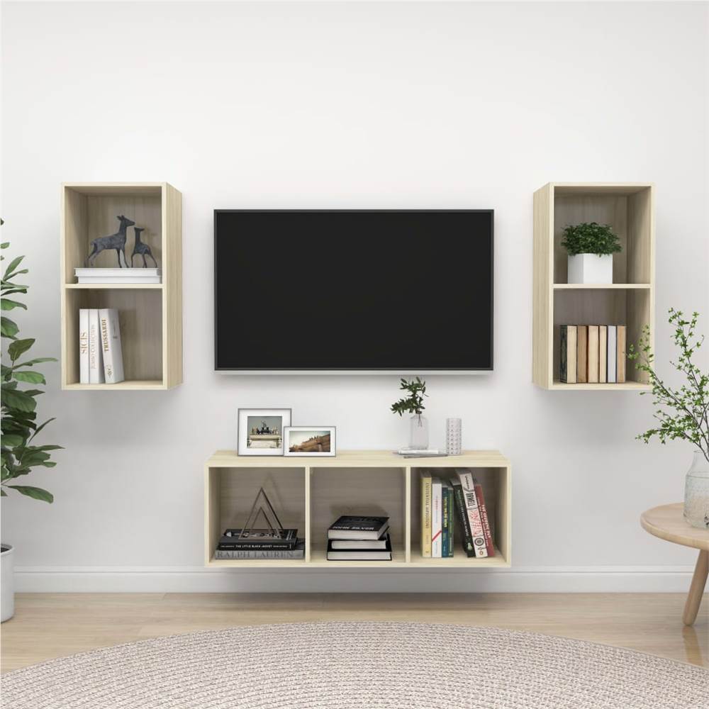 

3 Piece TV Cabinet Set Sonoma Oak Chipboard