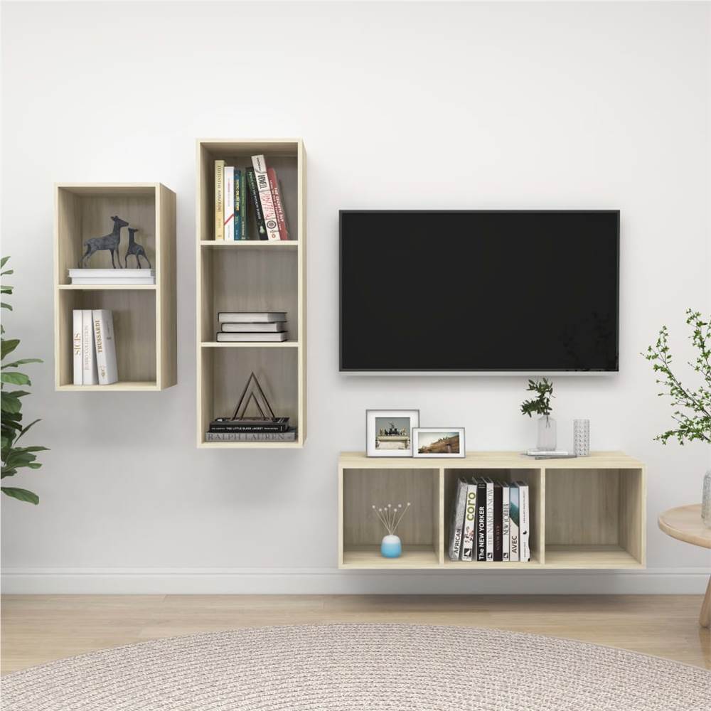 

3 Piece TV Cabinet Set Sonoma Oak Chipboard