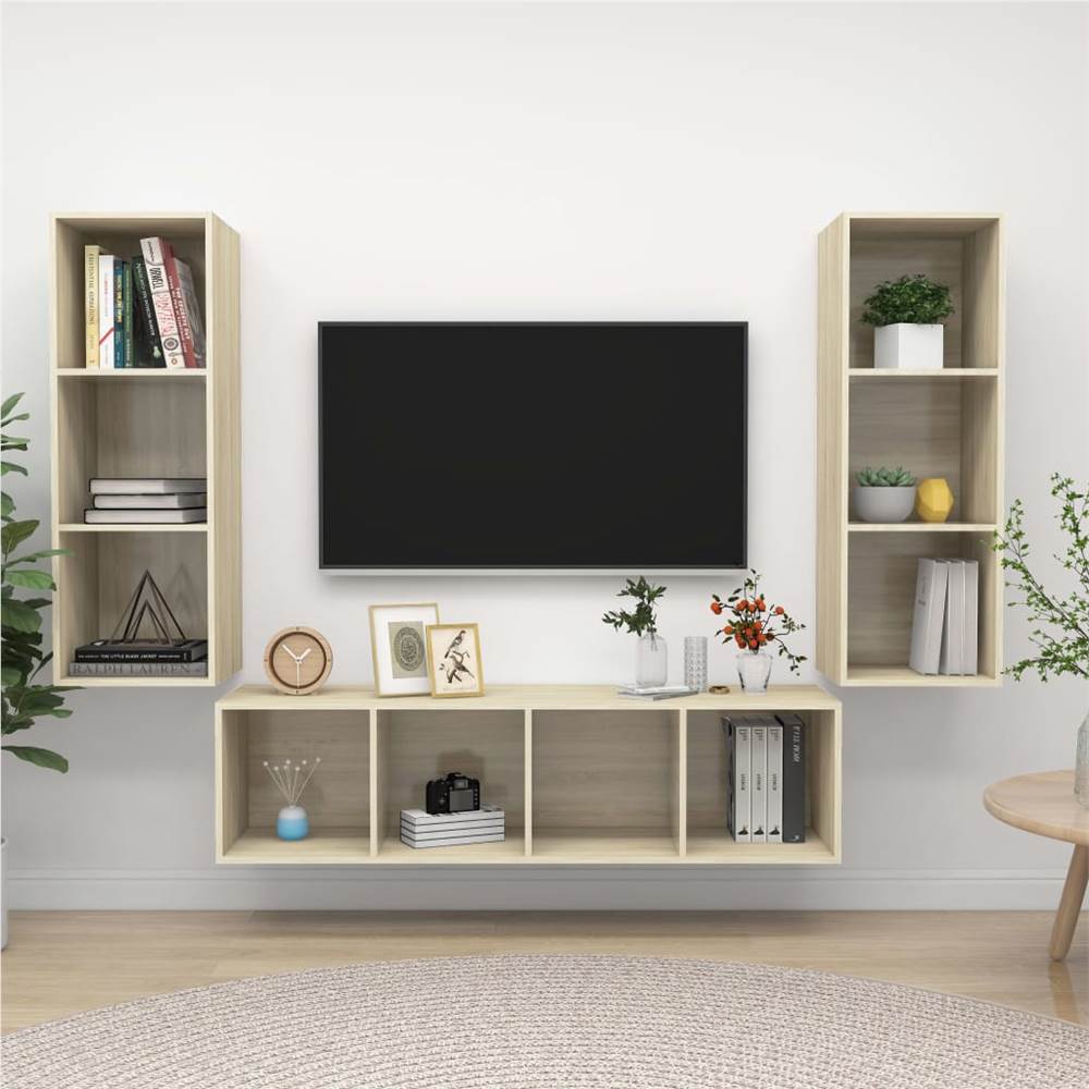 

3 Piece TV Cabinet Set Sonoma Oak Chipboard