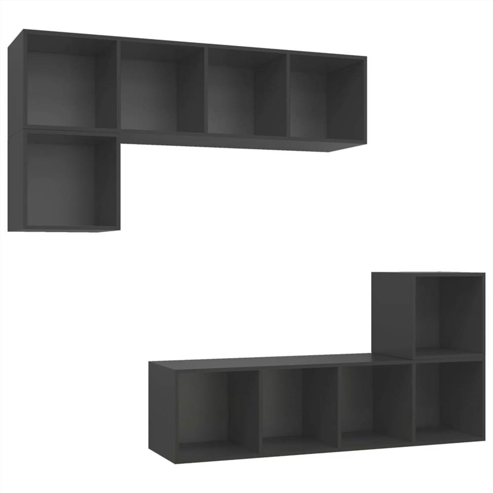 4 Piece TV Set Grey Chipboard