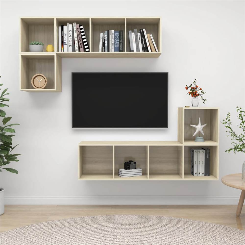 

4 Piece TV Cabinet Set Sonoma Oak Chipboard