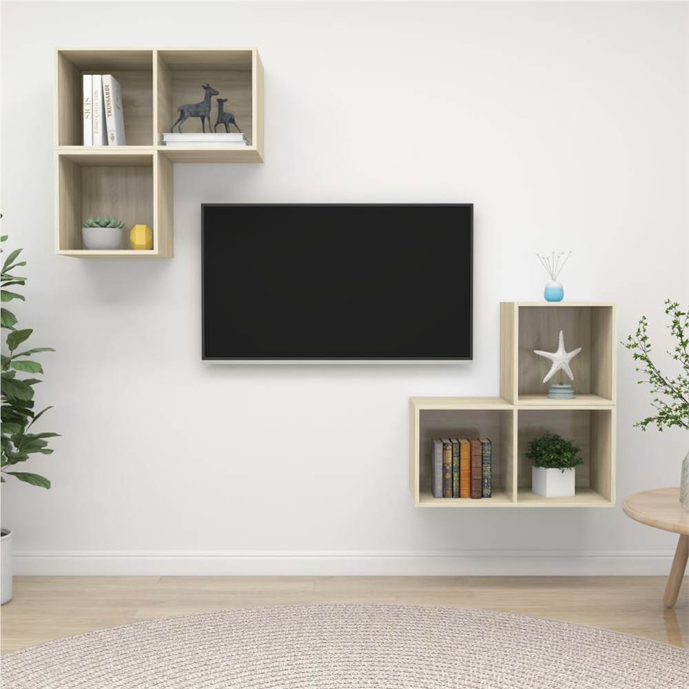 

4 Piece TV Cabinet Set Sonoma Oak Chipboard