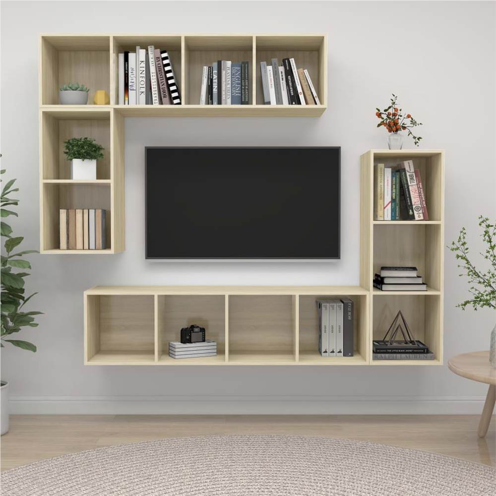 

4 Piece TV Cabinet Set Sonoma Oak Chipboard
