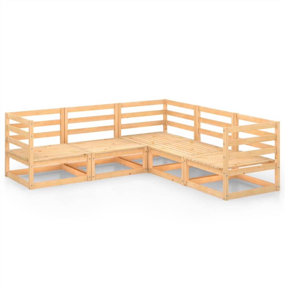 

5 Piece Garden Lounge Set Solid Pinewood