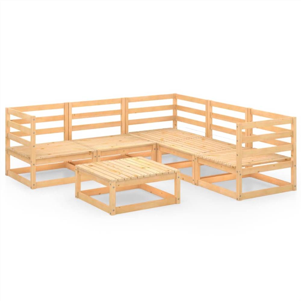 

6 Piece Garden Lounge Set Solid Pinewood