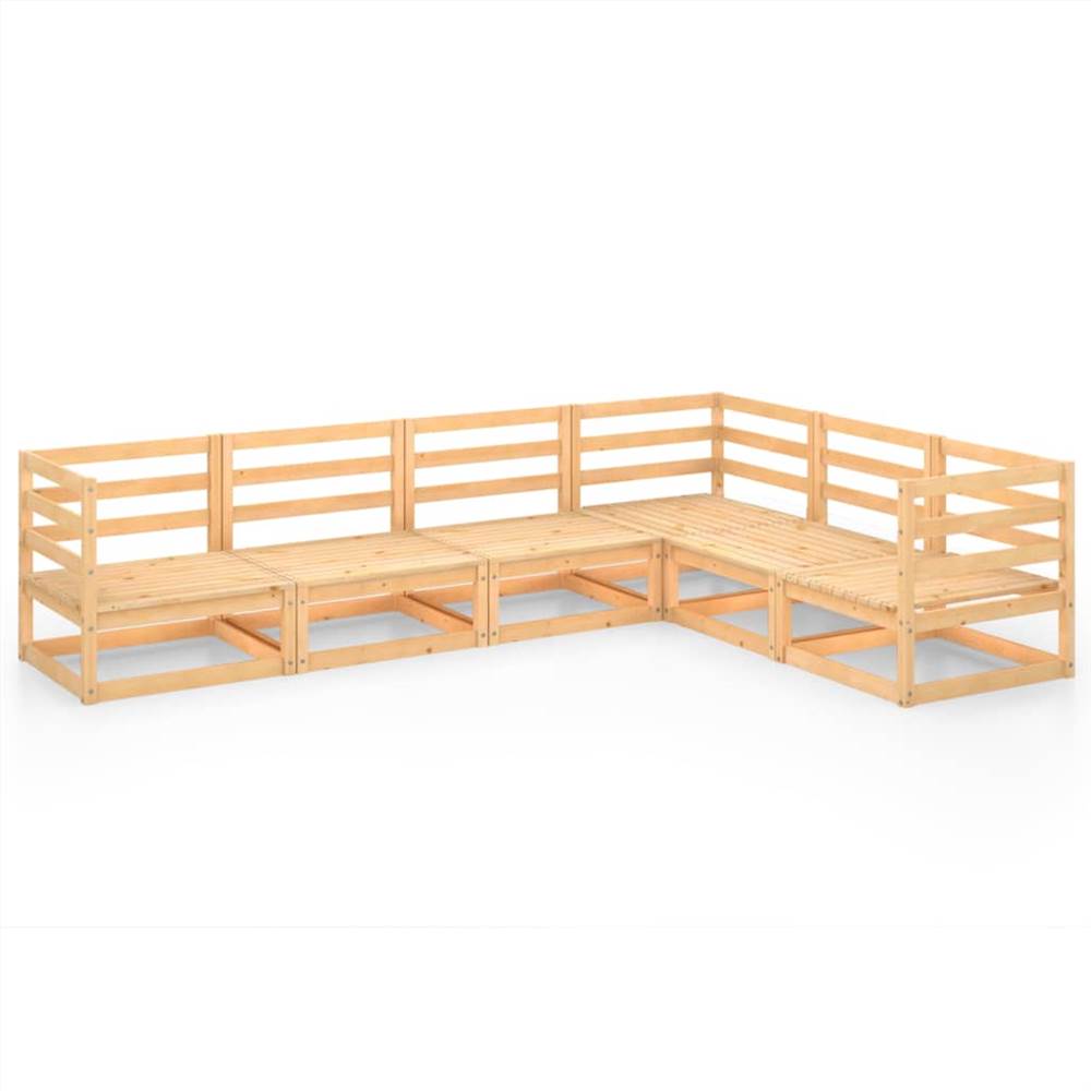 

6 Piece Garden Lounge Set Solid Pinewood