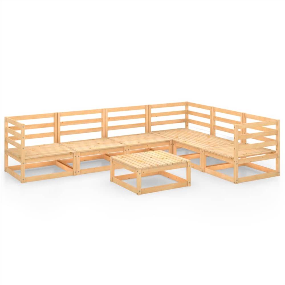 

7 Piece Garden Lounge Set Solid Pinewood
