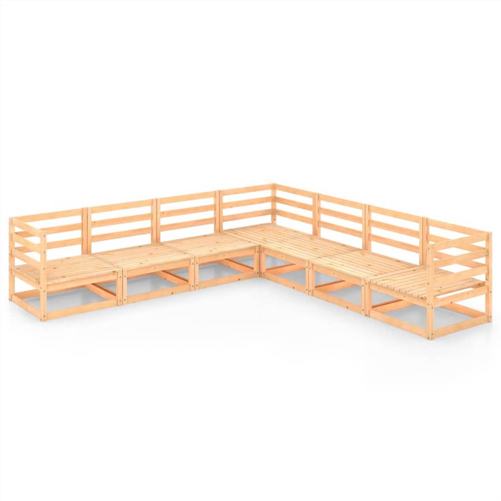 

7 Piece Garden Lounge Set Solid Pinewood