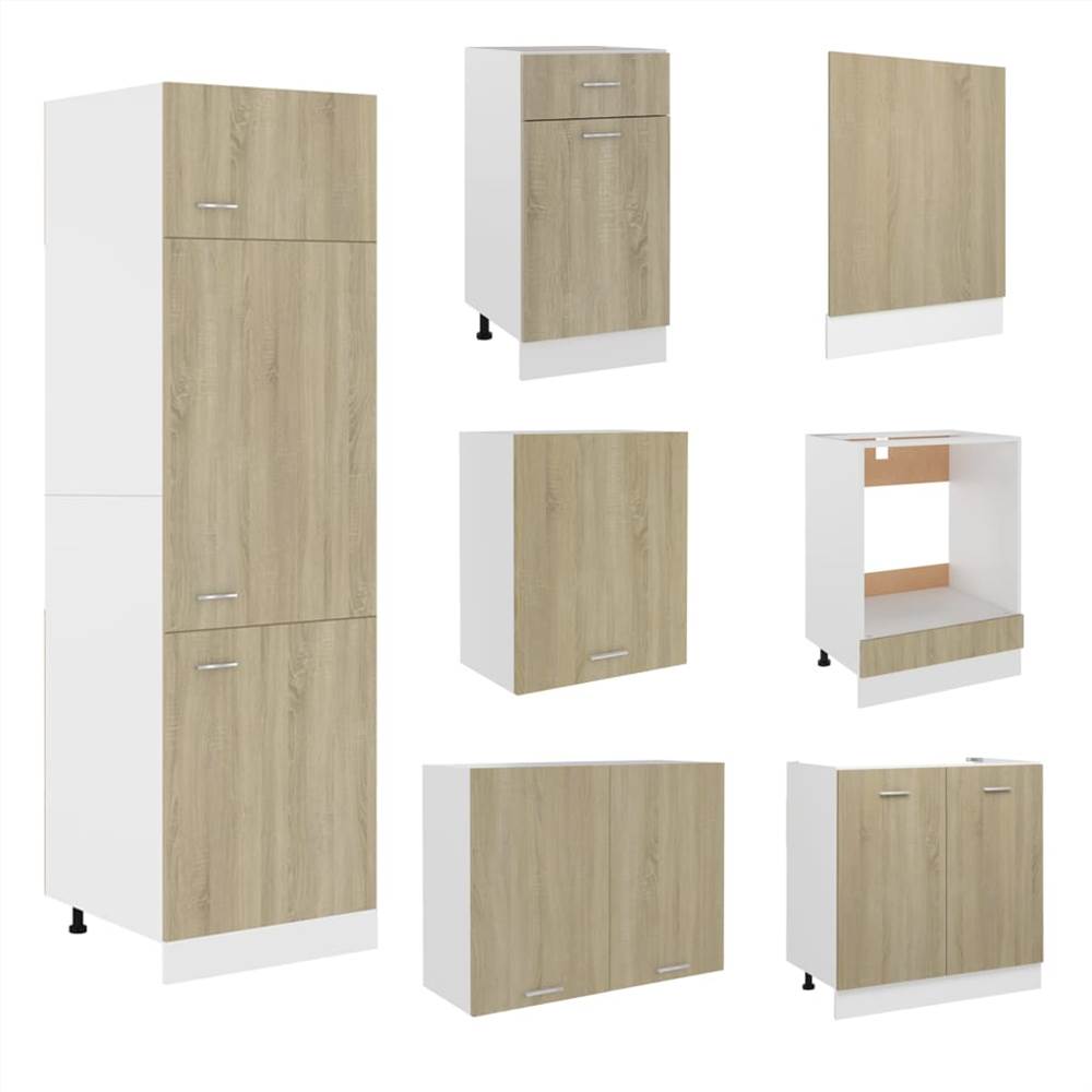7 Piece Kitchen Cabinet Set Sonoma Oak Chipboard