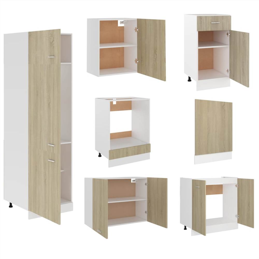 7 Piece Kitchen Cabinet Set Sonoma Oak Chipboard