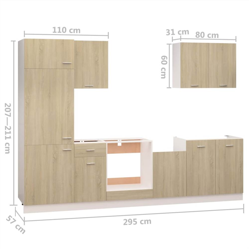 7 Piece Kitchen Cabinet Set Sonoma Oak Chipboard