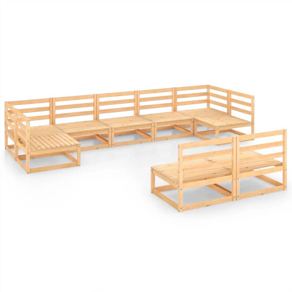 

9 Piece Garden Lounge Set Solid Pinewood