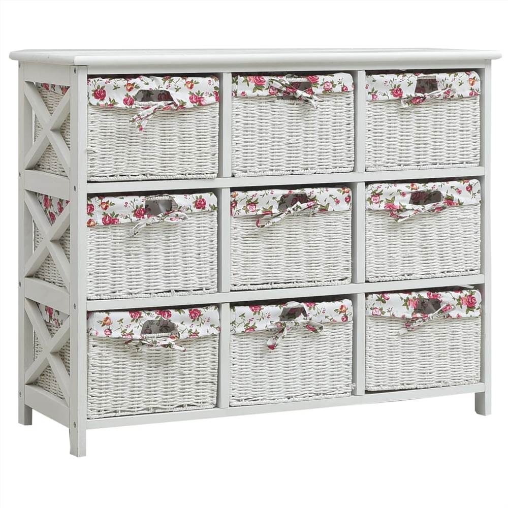 

Drawer Cabinet with Nine Baskets White Wood