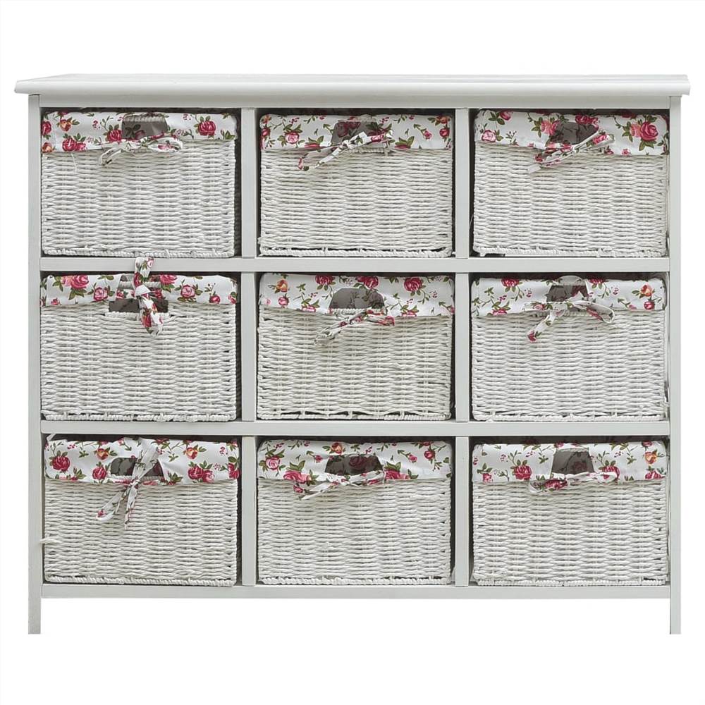 Drawer with Nine Baskets White Wood