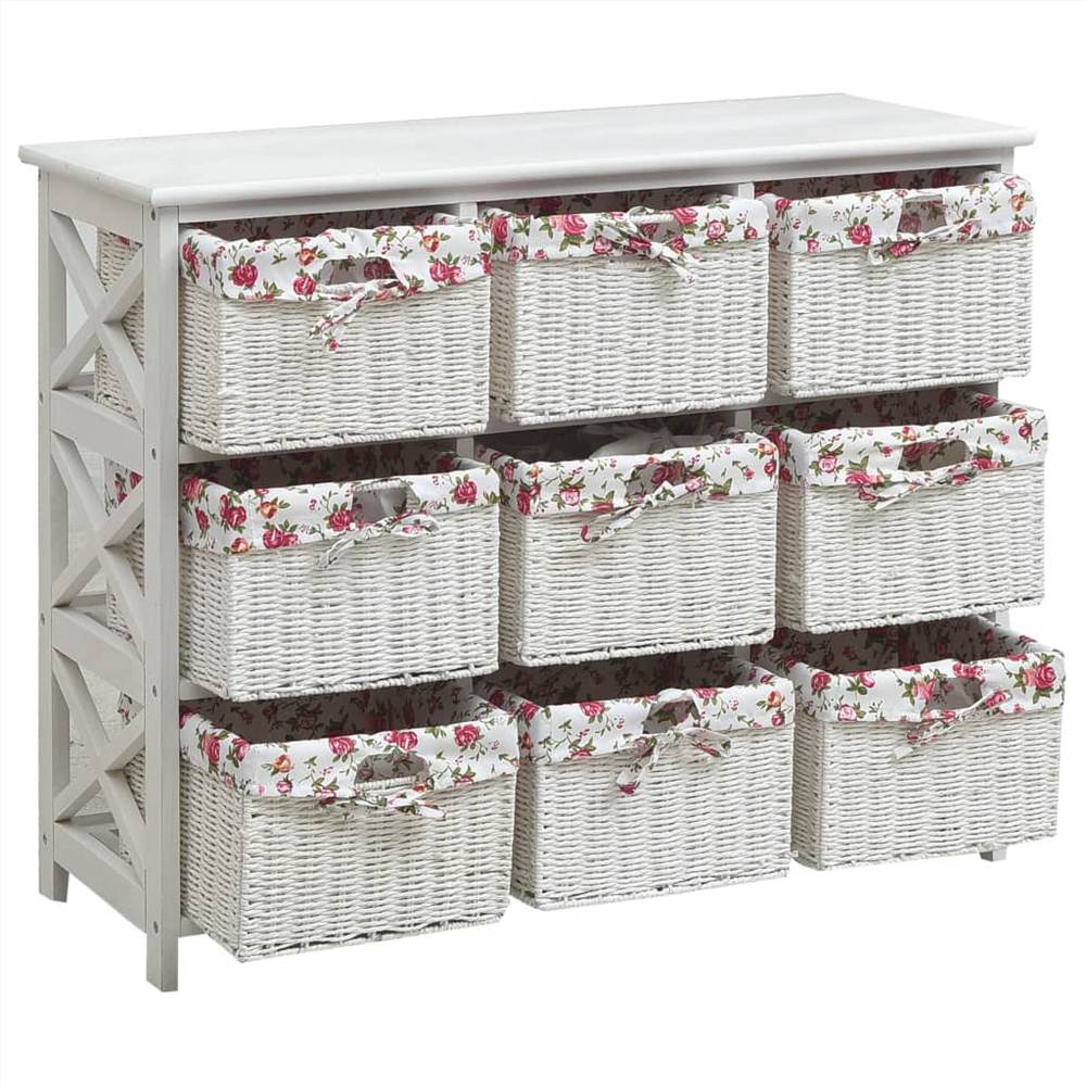 Drawer with Nine Baskets White Wood
