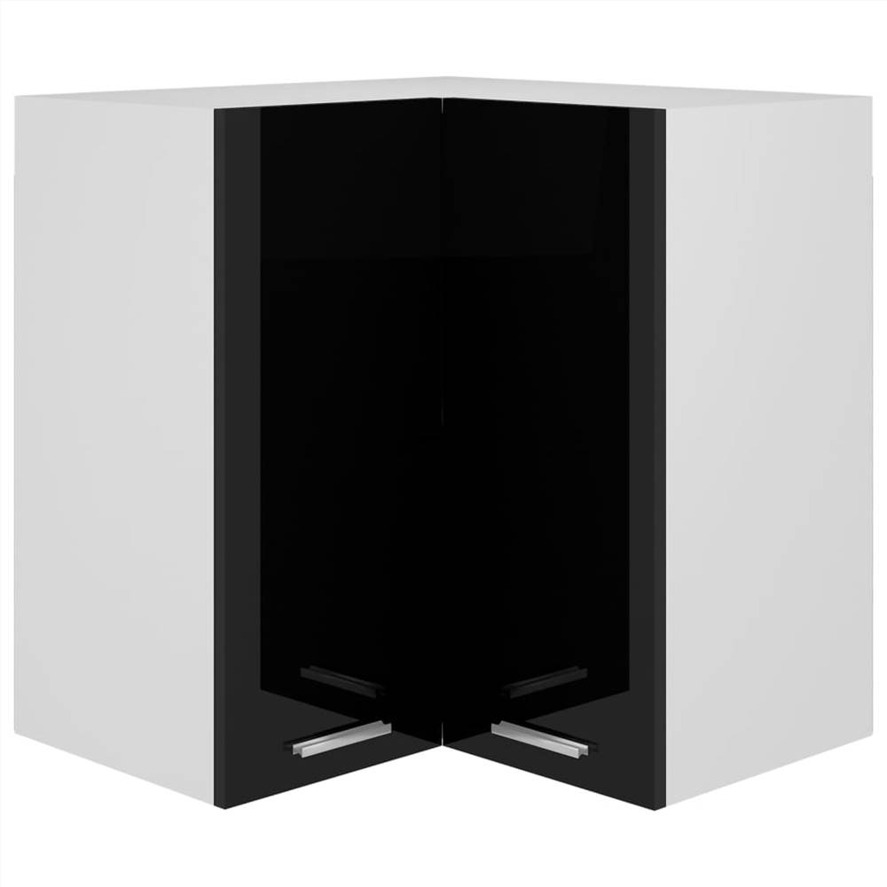 

Hanging Corner Cabinet High Gloss Black 57x57x60 cm Chipboard
