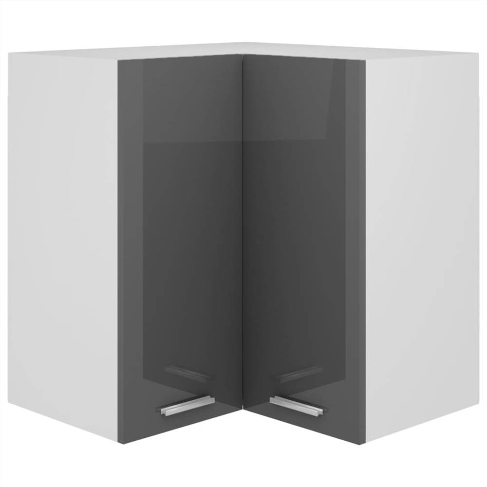

Hanging Corner Cabinet High Gloss Grey 57x57x60 cm Chipboard