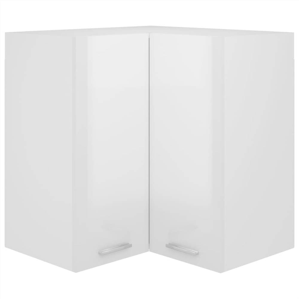 

Hanging Corner Cabinet High Gloss White 57x57x60 cm Chipboard