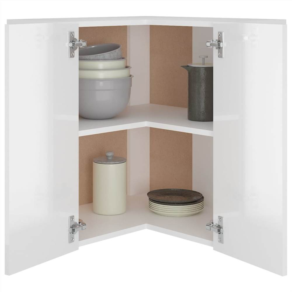 Hanging Corner Cabinet High Gloss White 57x57x60 Cm Chipboard 9 Hanging Corner Cabinet High Gloss White 57x57x60 cm Chipboard