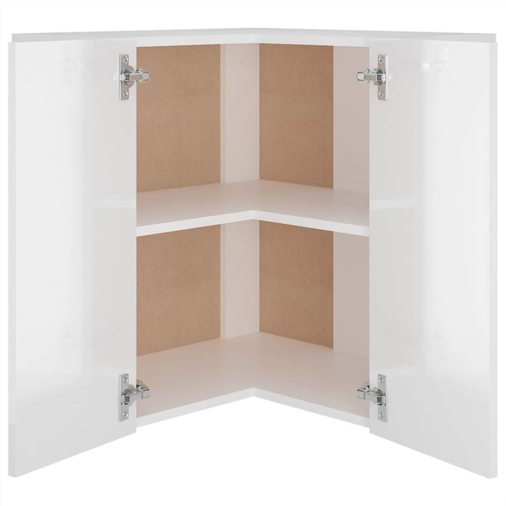 Hanging Corner Cabinet High Gloss White 57x57x60 Cm Chipboard 10 Hanging Corner Cabinet High Gloss White 57x57x60 cm Chipboard
