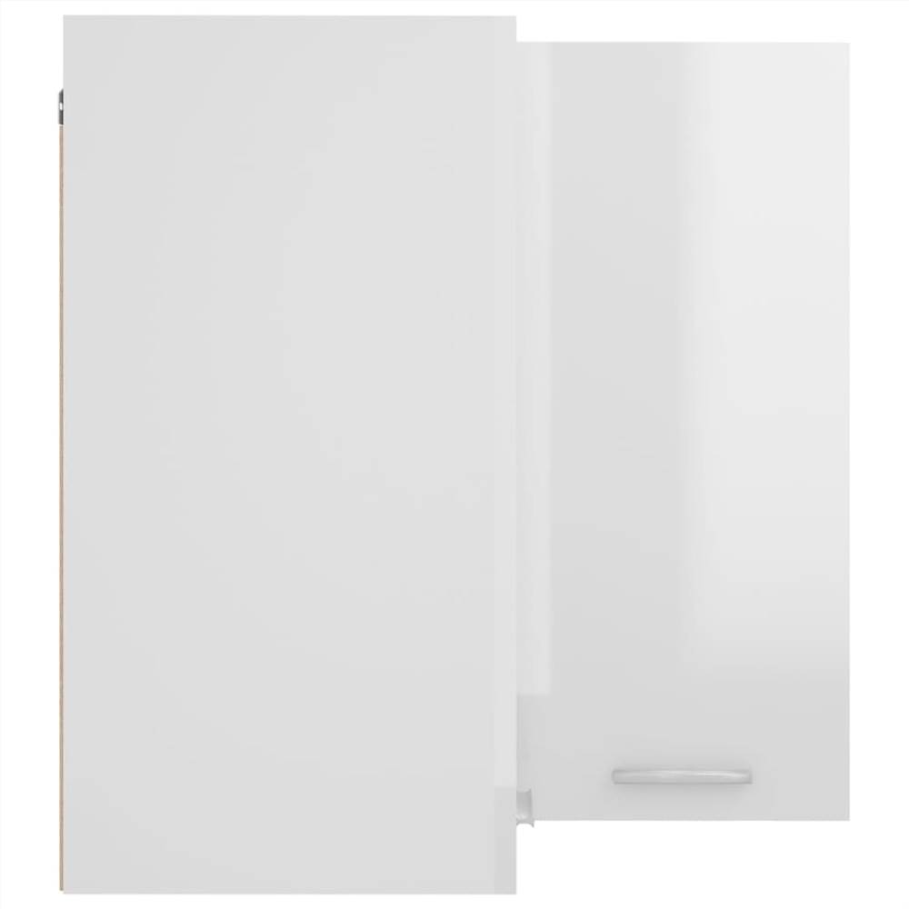 Hanging Corner Cabinet High Gloss White 57x57x60 Cm Chipboard 12 Hanging Corner Cabinet High Gloss White 57x57x60 cm Chipboard