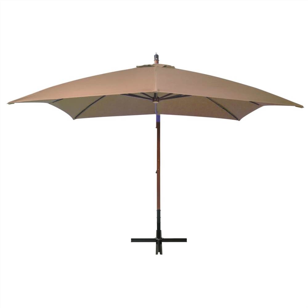 Hanging Parasol with Pole Taupe 3x3 m Solid Fir Wood