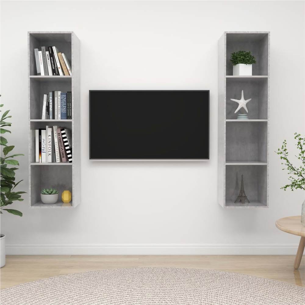 

Wall-mounted TV Cabinets 2 pcs Concrete Grey Chipboard