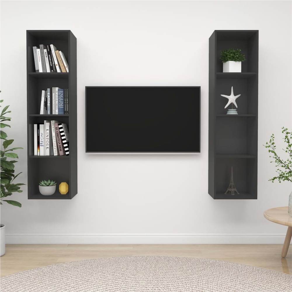 

Wall-mounted TV Cabinets 2 pcs Grey Chipboard