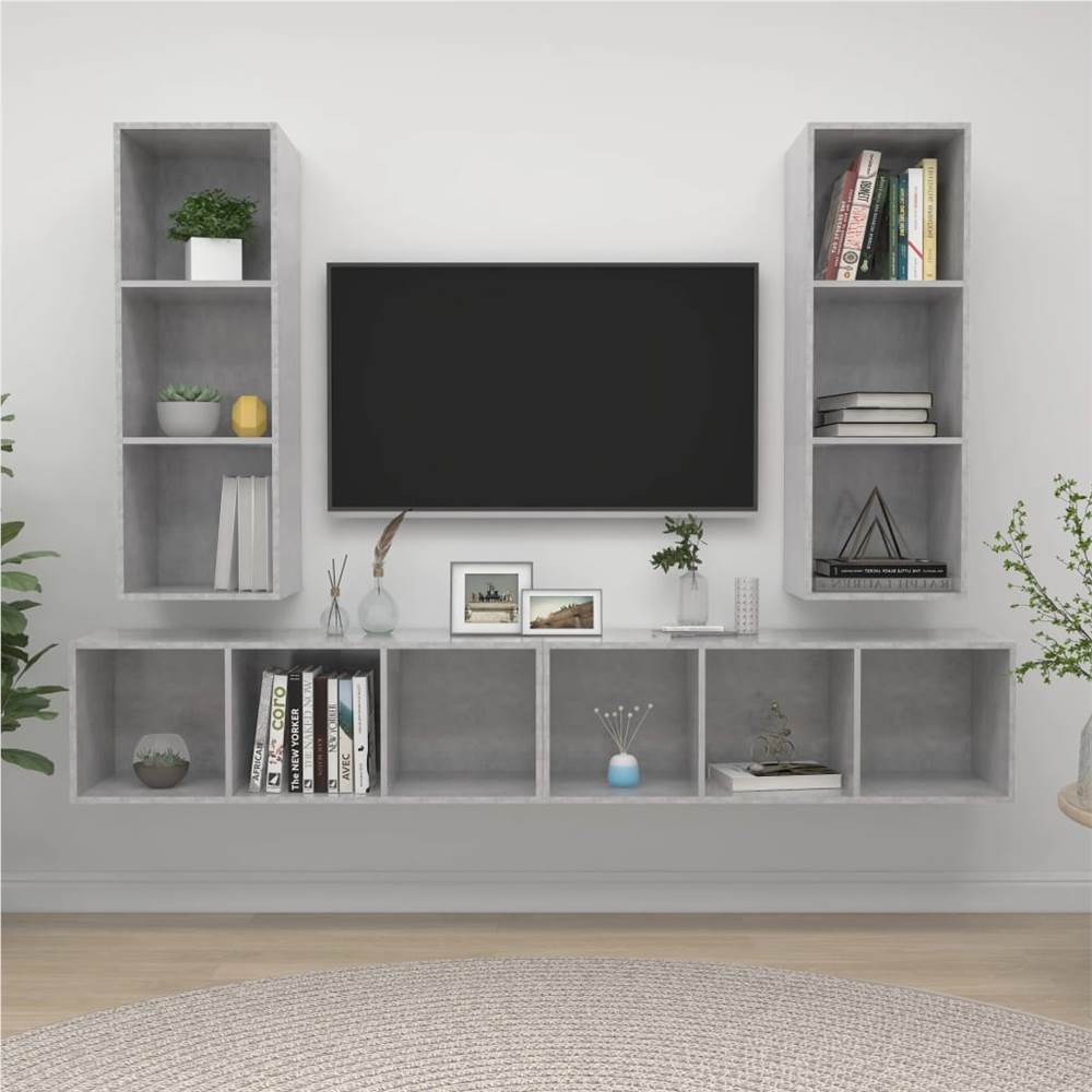 

Wall-mounted TV Cabinets 4 pcs Concrete Grey Chipboard