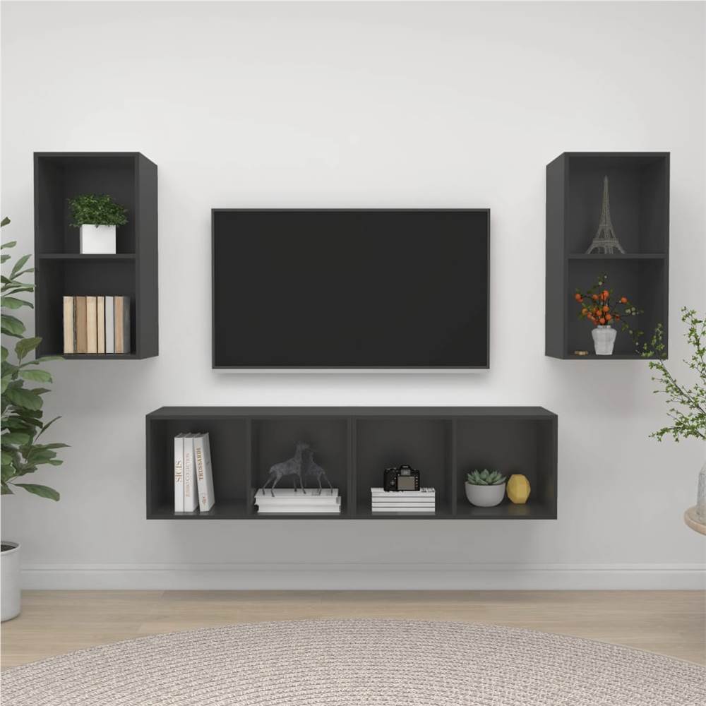 

Wall-mounted TV Cabinets 4 pcs Grey Chipboard