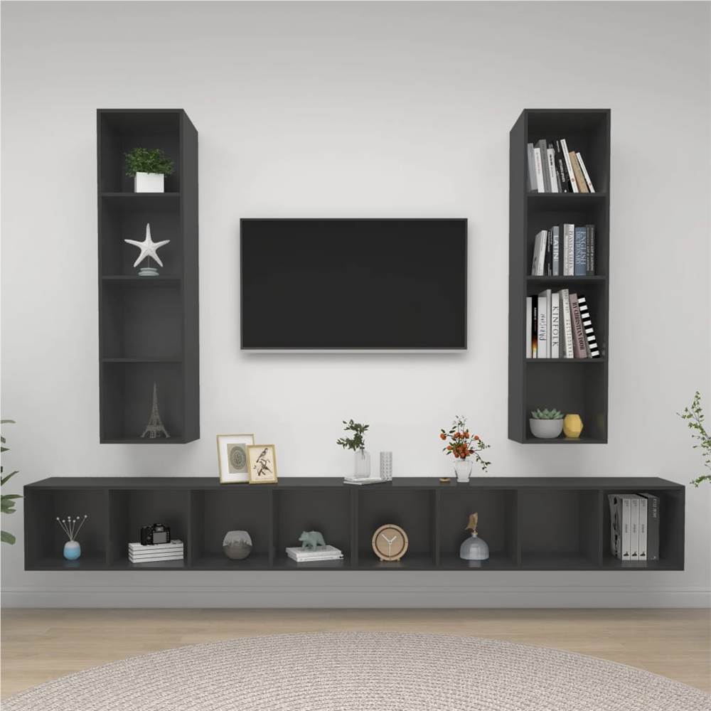 

Wall-mounted TV Cabinets 4 pcs Grey Chipboard
