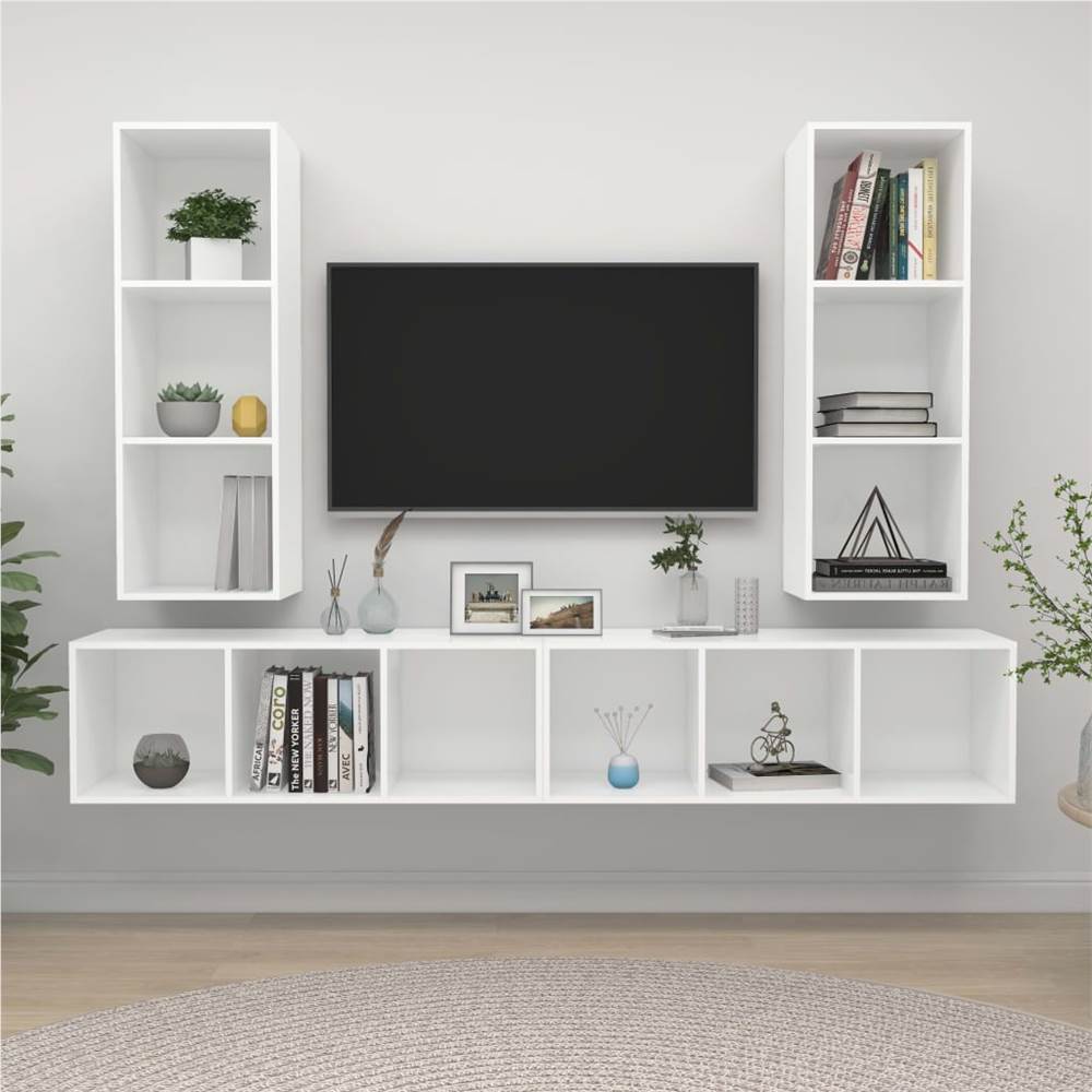 

Wall-mounted TV Cabinets 4 pcs White Chipboard