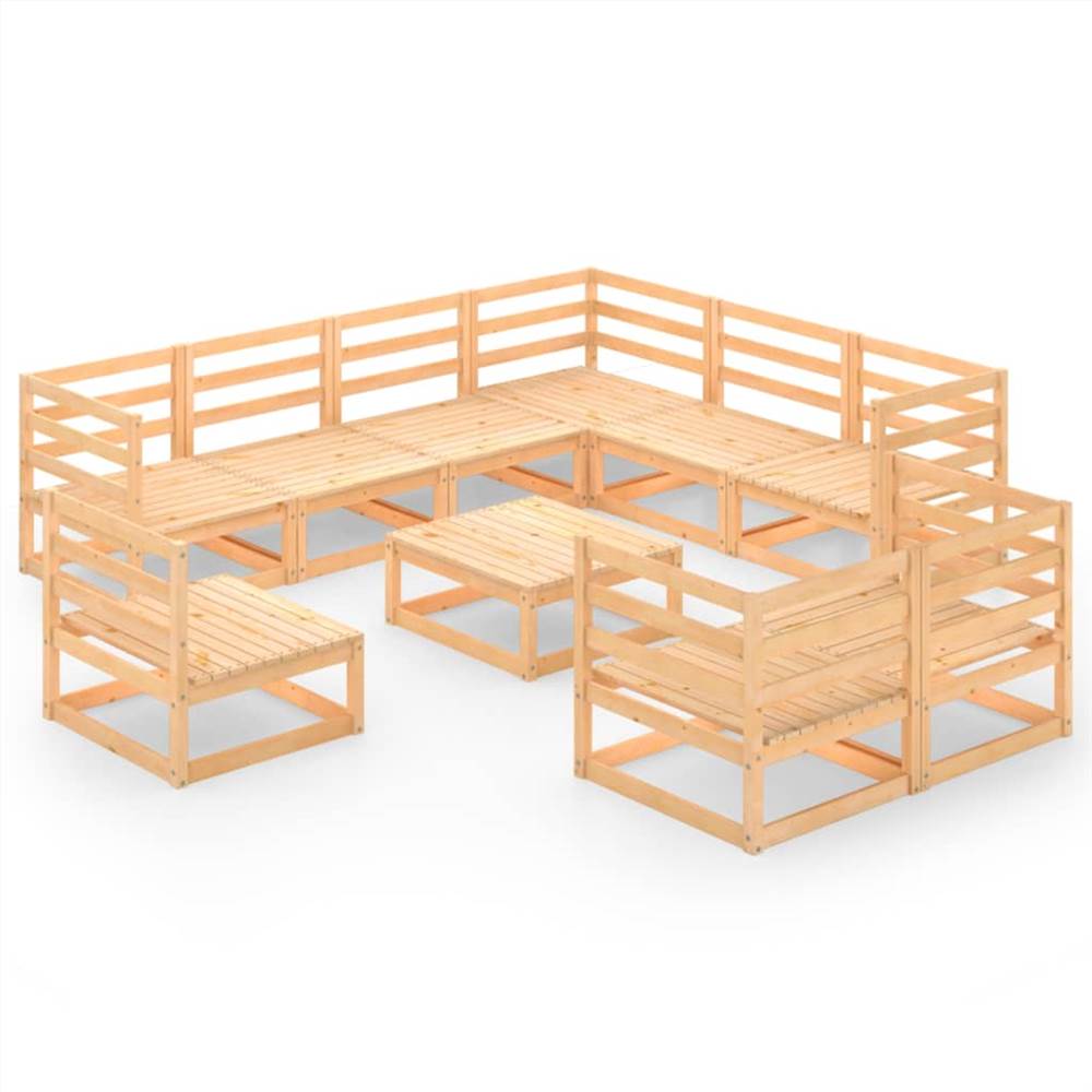 

10 Piece Garden Lounge Set Solid Pinewood