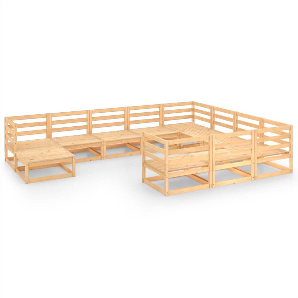 

11 Piece Garden Lounge Set Solid Pinewood