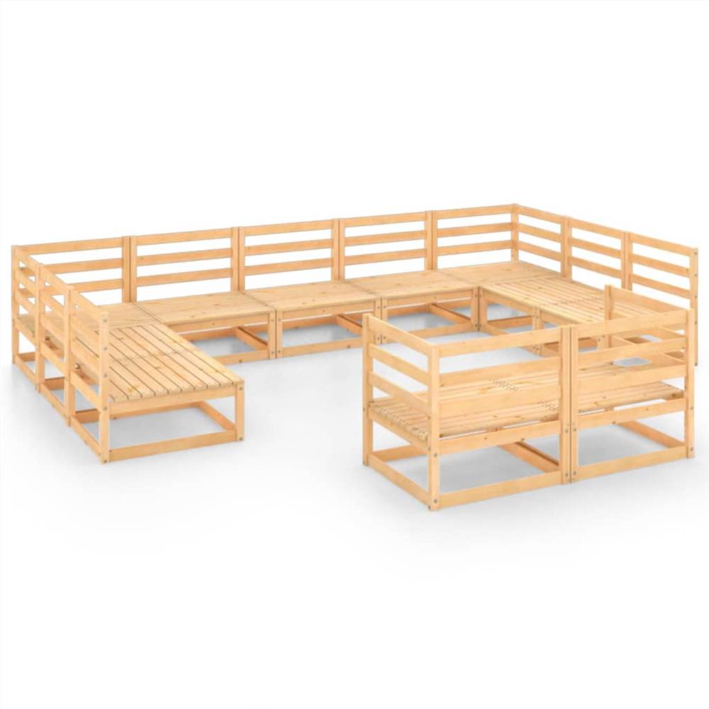 

11 Piece Garden Lounge Set Solid Pinewood