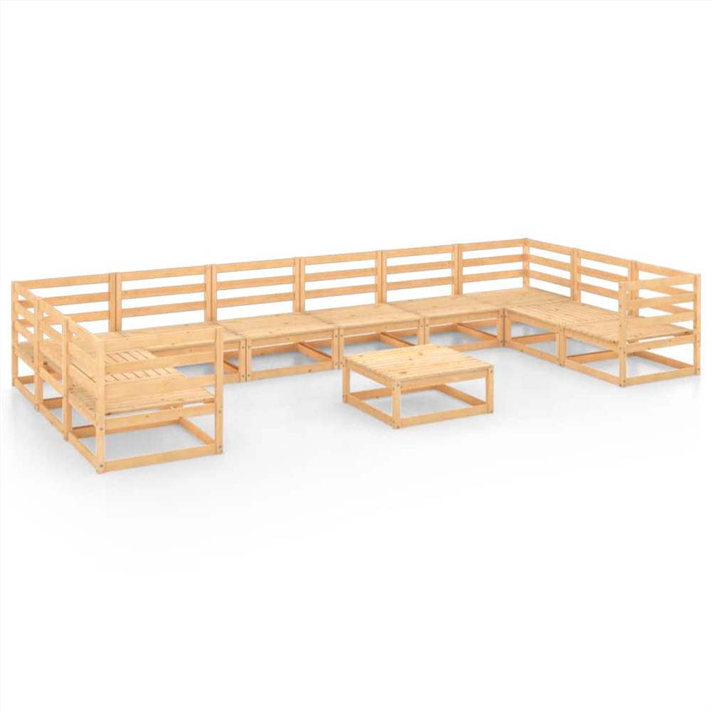 

11 Piece Garden Lounge Set Solid Pinewood
