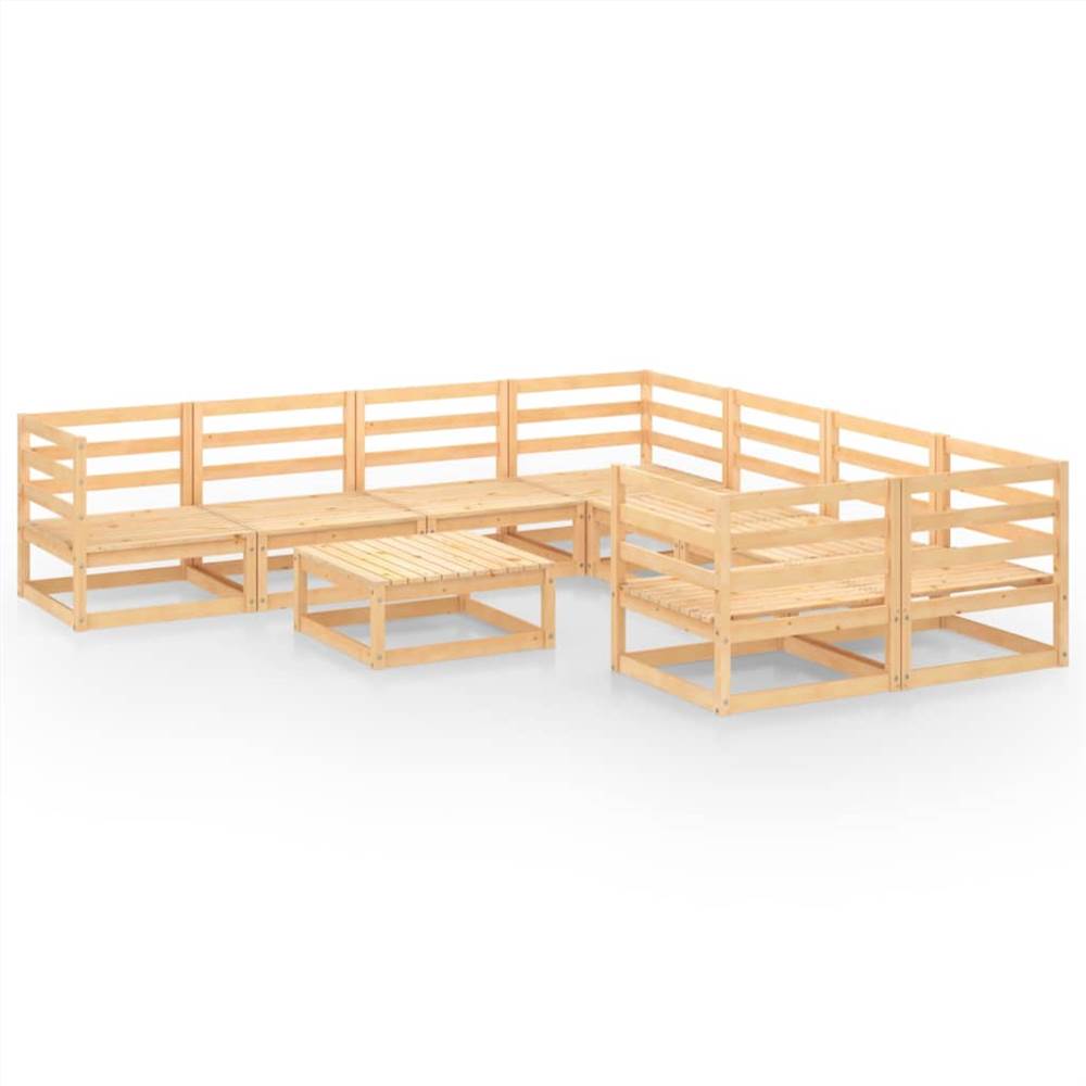 

9 Piece Garden Lounge Set Solid Pinewood