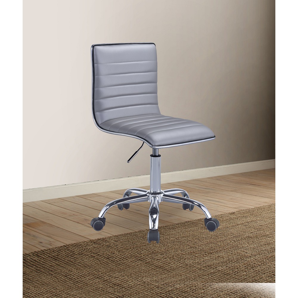 ACME Alessio Modern Leisure PU Döner Sandalye Oturma Odası, Yatak Odası, Yemek Odası, Ofis için Kavisli Sırtlık ve Tekerlekli Yüksekliği Ayarlanabilir - Gümüş