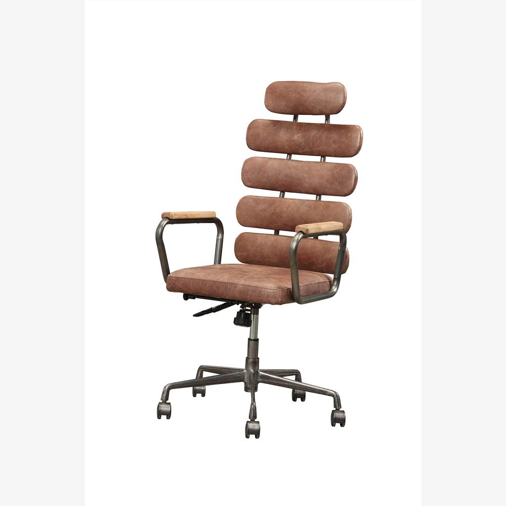 ACME Calan Modern Leisure кожаное вращающееся кресло с регулируемой высотой с высокой спинкой и роликами для гостиной, спальни, столовой, офиса - виски