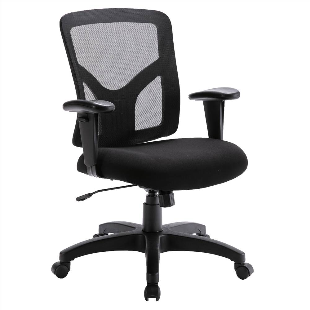 

Home Office Nylon Mesh Adjustable Chair with Ergonomic Backrest and Casters - Black