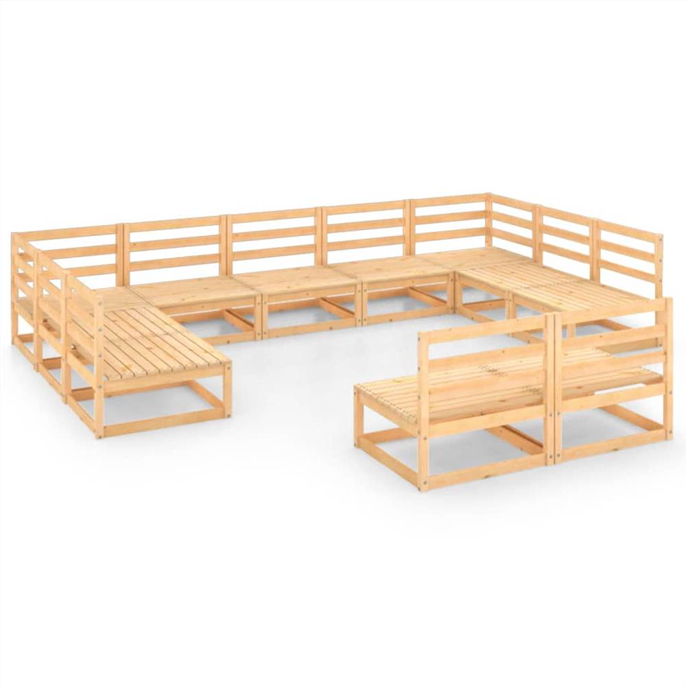 

11 Piece Garden Lounge Set Solid Pinewood